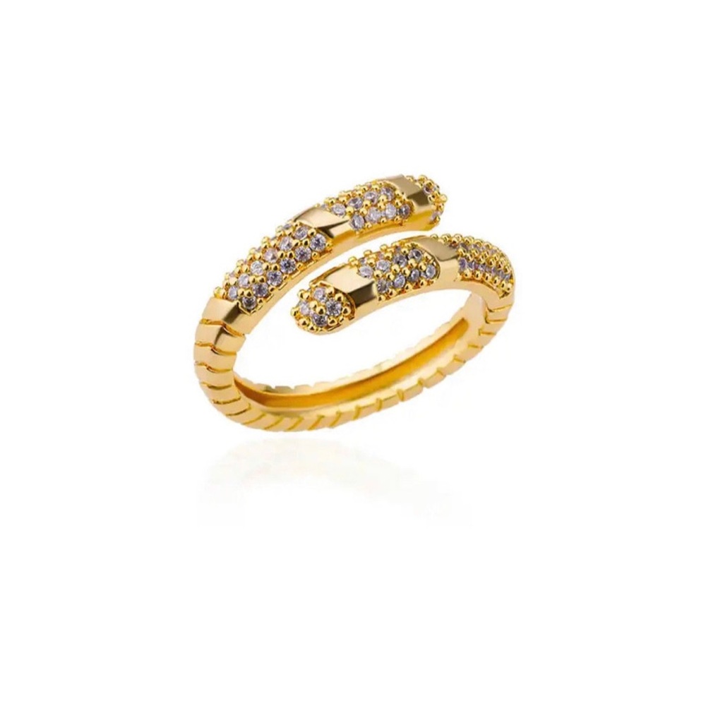 Adjustable Ring with stones Gold plated Stainless Steel